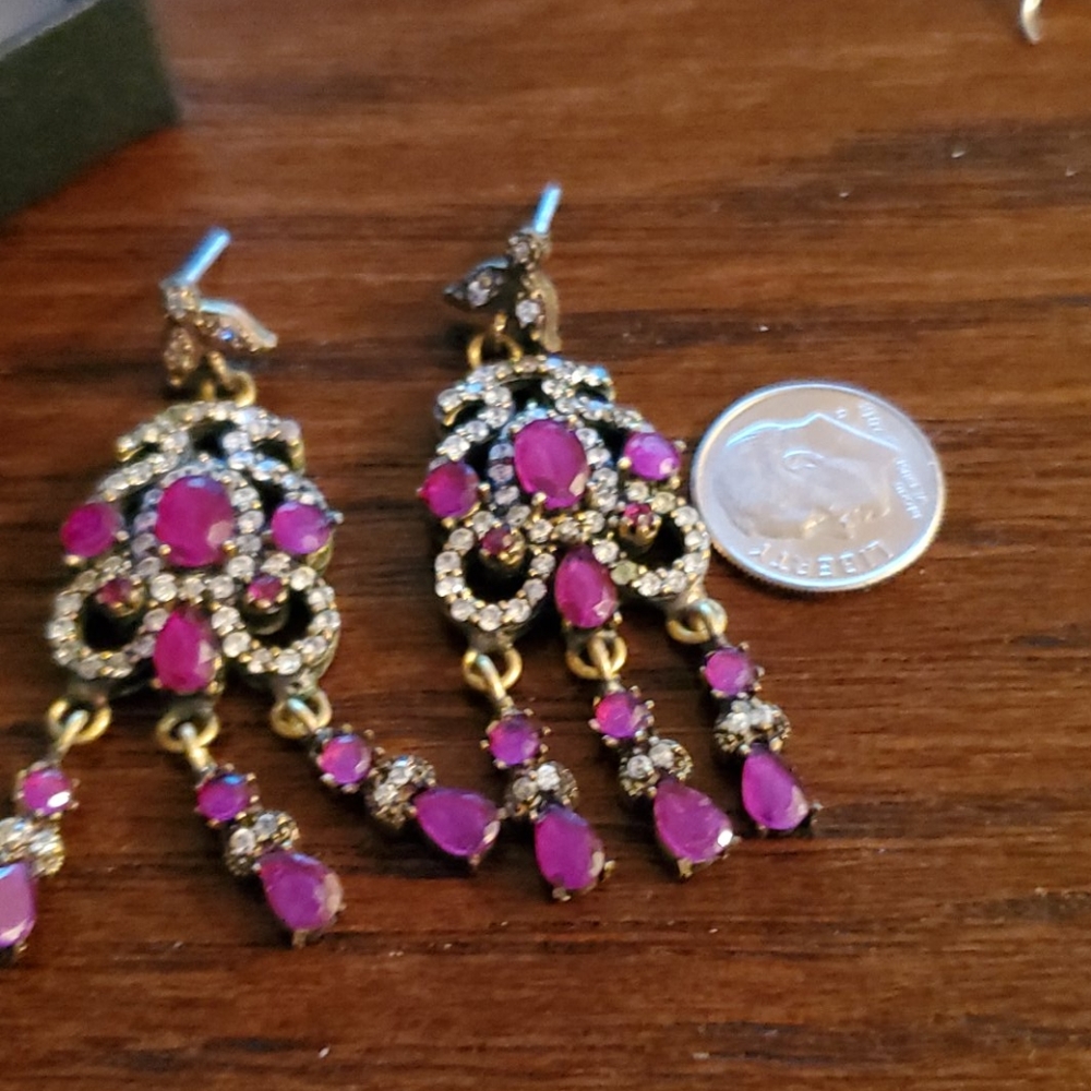 925 Sterling Silver Ruby Earrings - image 5